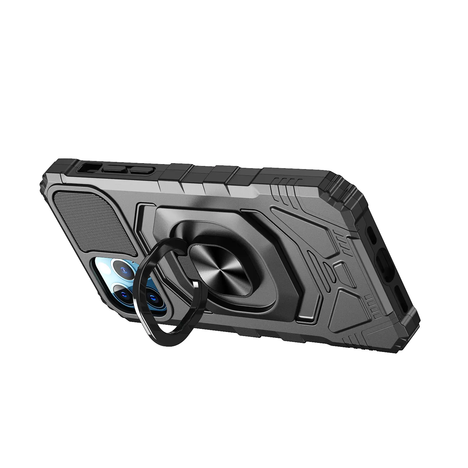 iPhone 14 Pro Max Anti-Fall Armor Ring Bracket Case Black